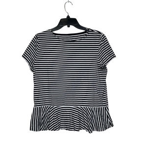 Talbots Womens Top Size‎ Medium Navy Blue White Striped 100% Cotton Pullover